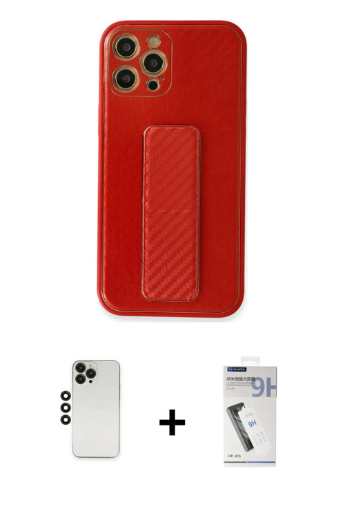 ieg™ iPhone 12 Pro Kılıf Yörünge Yansıma - Şeffaf Uv Polymer Nano Ekran Koruyucu + Siyah Shine Kamer