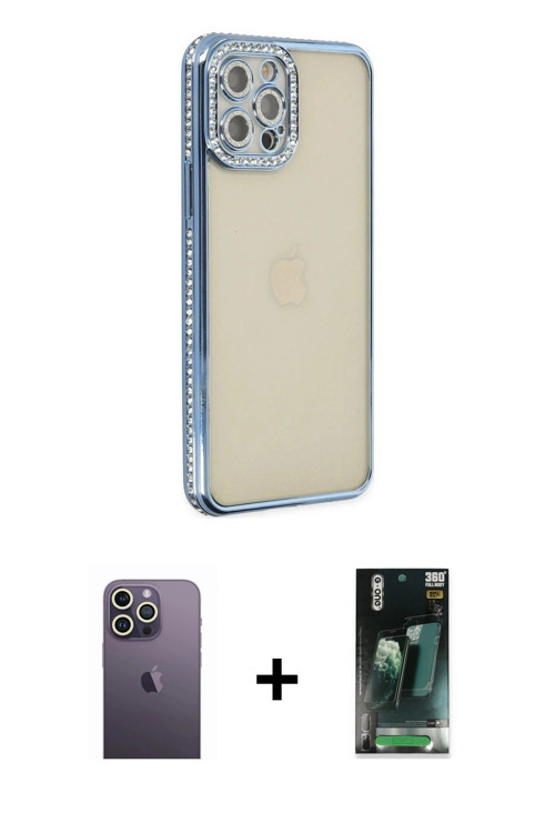 ieg™ iPhone 12 Pro Kılıf Yörünge Koleksiyonu - Şeffaf 360 Full Body Arka Koruyucu + Beyaz Neon Fosfo
