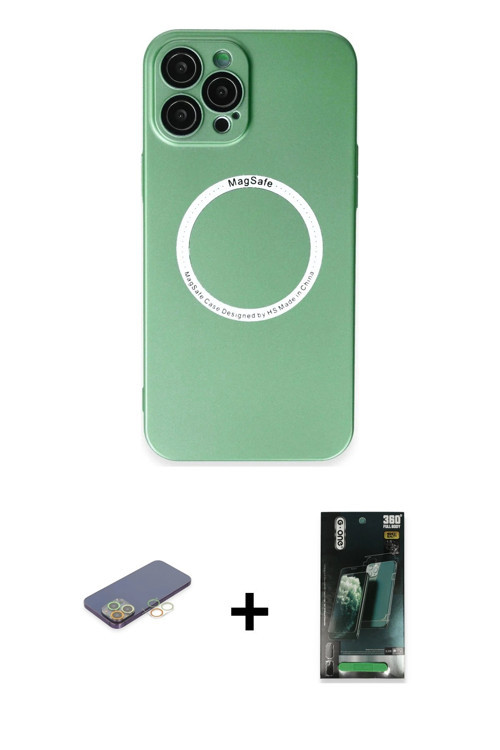 ieg™ iPhone 12 Pro Kılıf Zirve Klasik Prime - Siyah 360 Mat Full Body Arka Koruyucu + Sarı Renkli Ka
