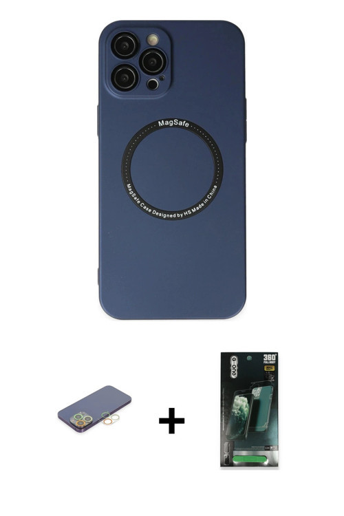 ieg™ iPhone 12 Pro Kılıf Zirve Klasik Prime - Siyah 360 Mat Full Body Arka Koruyucu + Sarı Renkli Ka
