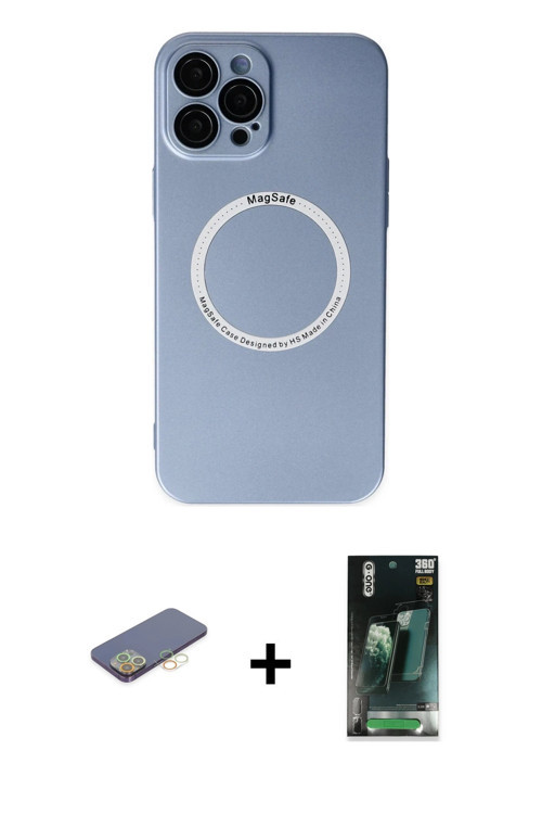 ieg™ iPhone 12 Pro Kılıf Zirve Klasik Prime - Siyah 360 Mat Full Body Arka Koruyucu + Sarı Renkli Ka