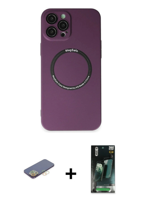 ieg™ iPhone 12 Pro Kılıf Zirve Klasik Prime - Siyah 360 Mat Full Body Arka Koruyucu + Sarı Renkli Ka