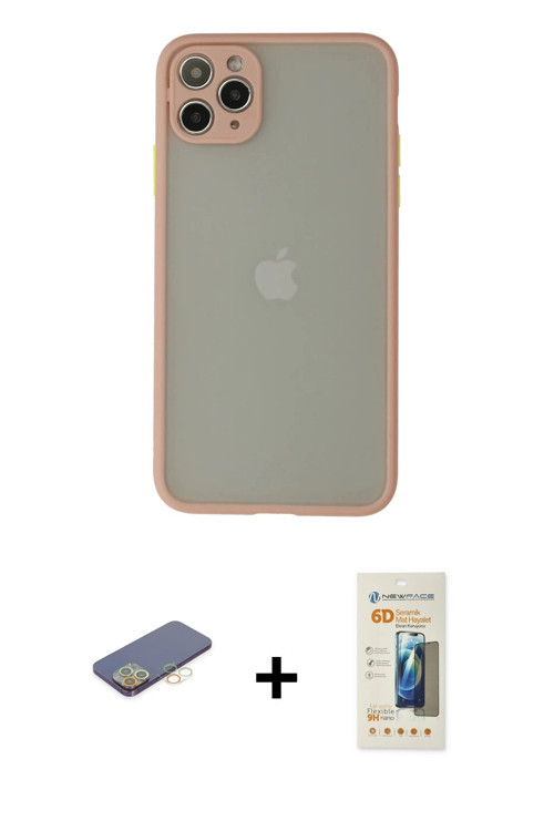ieg™ iPhone 12 Pro Max Kılıf Ahenk Çizgi Serisi - Siyah 6D Mat Seramik Hayalet Nano Ekran Koruyucu +