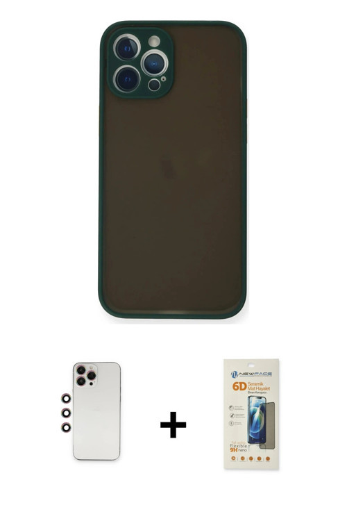 ieg™ iPhone 12 Pro Max Kılıf Ahenk Çizgi Serisi - Siyah 6D Mat Seramik Hayalet Nano Ekran Koruyucu +