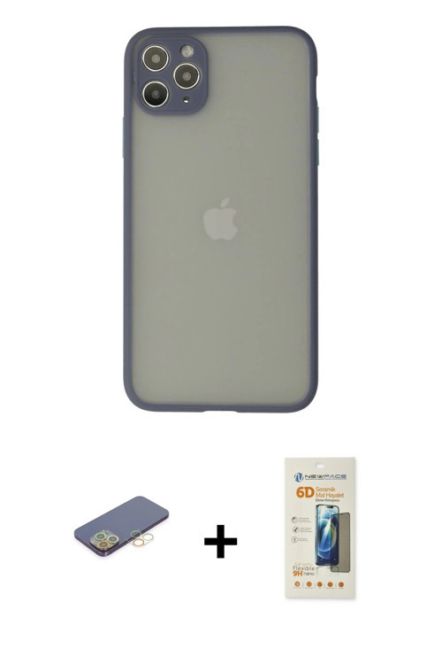 ieg™ iPhone 12 Pro Max Kılıf Ahenk Çizgi Serisi - Siyah 6D Mat Seramik Hayalet Nano Ekran Koruyucu +