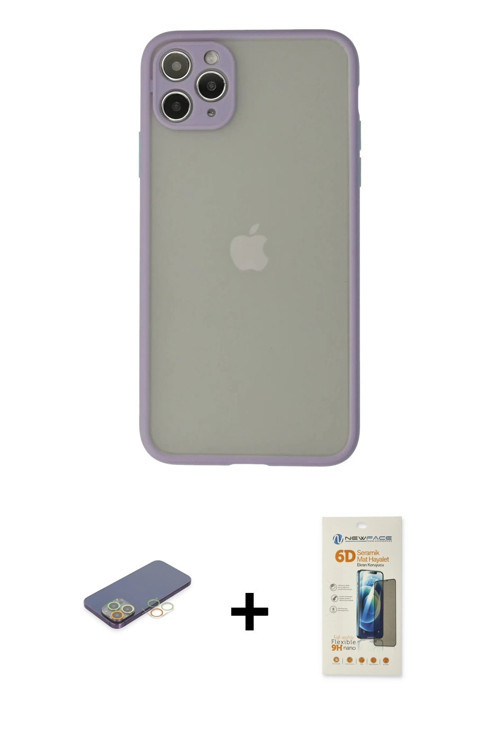 ieg™ iPhone 12 Pro Max Kılıf Ahenk Çizgi Serisi - Siyah 6D Mat Seramik Hayalet Nano Ekran Koruyucu +