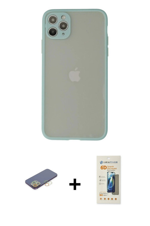ieg™ iPhone 12 Pro Max Kılıf Ahenk Çizgi Serisi - Siyah 6D Mat Seramik Hayalet Nano Ekran Koruyucu +