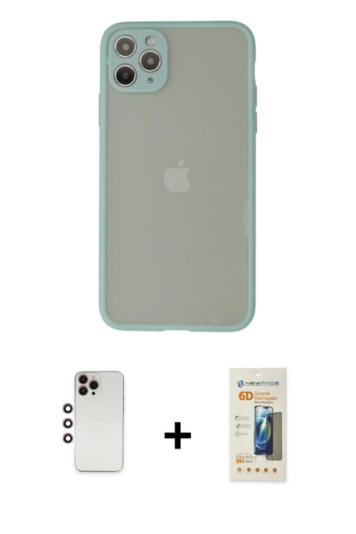 ieg™ iPhone 12 Pro Max Kılıf Ahenk Çizgi Serisi - Siyah 6D Mat Seramik Hayalet Nano Ekran Koruyucu +