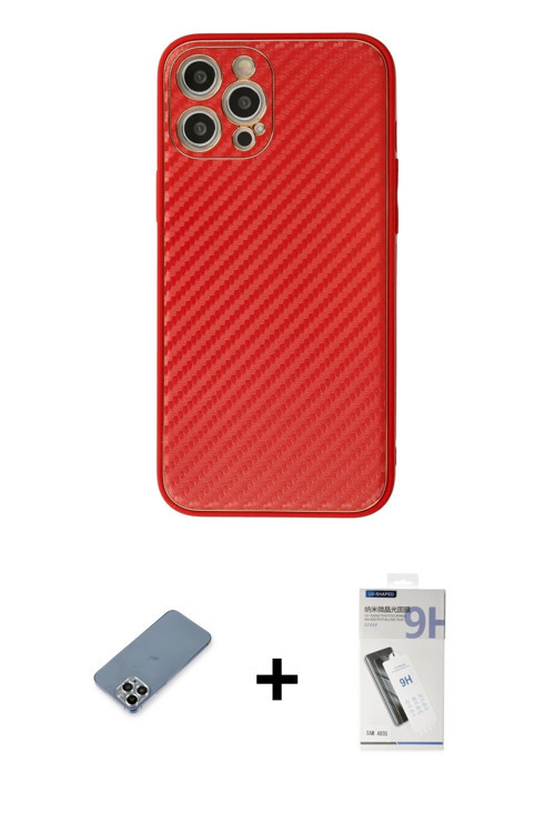 ieg™ iPhone 12 Pro Max Kılıf Ahenk Işık - Şeffaf Uv Polymer Nano Ekran Koruyucu + Gümüş Metal Kamera