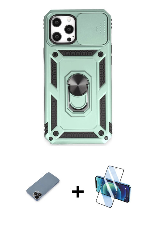 ieg™ iPhone 12 Pro Max Kılıf Ahenk Klasik - Siyah 3D Antistatik Seramik Nano Ekran Koruyucu + Siyah