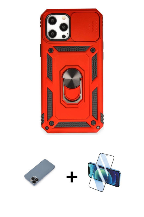 ieg™ iPhone 12 Pro Max Kılıf Ahenk Klasik - Siyah 3D Antistatik Seramik Nano Ekran Koruyucu + Siyah