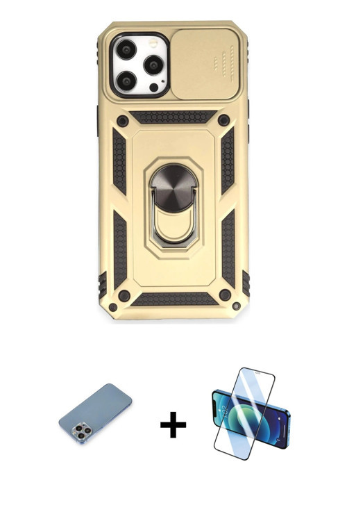 ieg™ iPhone 12 Pro Max Kılıf Ahenk Klasik - Siyah 3D Antistatik Seramik Nano Ekran Koruyucu + Gökkuş