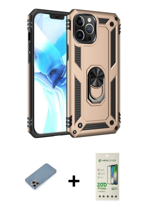 ieg™ iPhone 12 Pro Max Kılıf Ahenk Klasik Koleksiyonu - Siyah 20D Premium Cam Ekran Koruyucu + Gökku