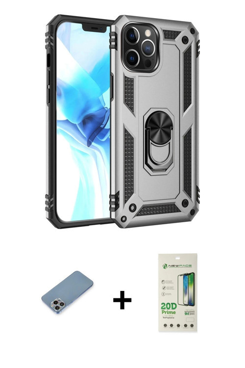 ieg™ iPhone 12 Pro Max Kılıf Ahenk Klasik Koleksiyonu - Siyah 20D Premium Cam Ekran Koruyucu + Gökku