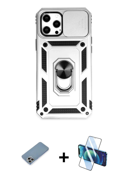 ieg™ iPhone 12 Pro Max Kılıf Ahenk Klasik - Siyah 3D Antistatik Seramik Nano Ekran Koruyucu + Gökkuş