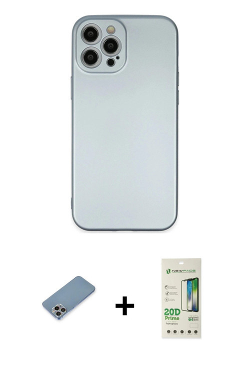 ieg™ iPhone 12 Pro Max Kılıf Ahenk Serisi - Siyah 20D Premium Cam Ekran Koruyucu + Gökkuşağı Shine K