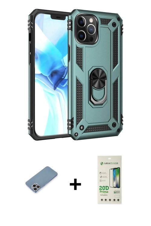ieg™ iPhone 12 Pro Max Kılıf Ahenk Klasik Koleksiyonu - Siyah 20D Premium Cam Ekran Koruyucu + Gökku