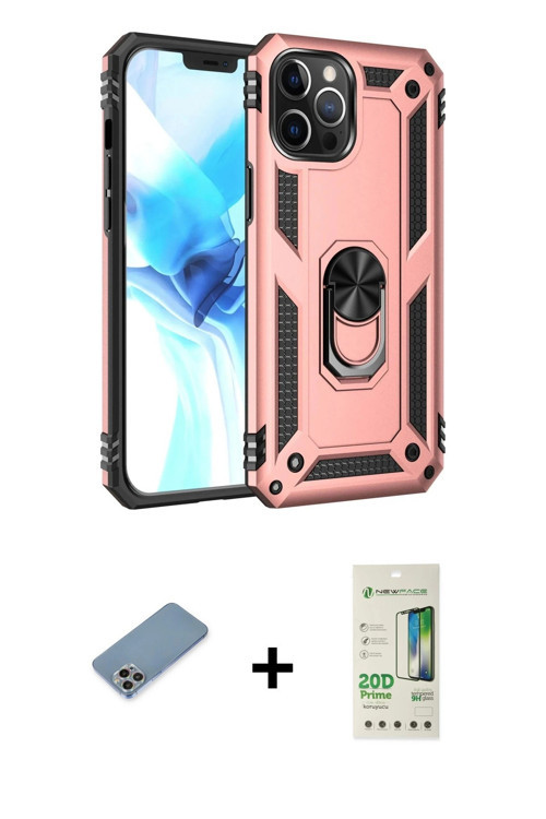 ieg™ iPhone 12 Pro Max Kılıf Ahenk Klasik Koleksiyonu - Siyah 20D Premium Cam Ekran Koruyucu + Gökku