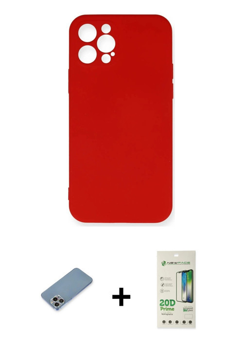 ieg™ iPhone 12 Pro Max Kılıf Ahenk Serisi - Siyah 20D Premium Cam Ekran Koruyucu + Gökkuşağı Shine K
