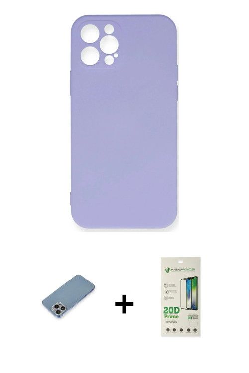 ieg™ iPhone 12 Pro Max Kılıf Ahenk Serisi - Siyah 20D Premium Cam Ekran Koruyucu + Gökkuşağı Shine K