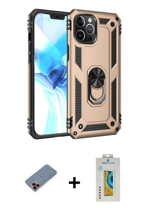 ieg™ iPhone 12 Pro Max Kılıf Ahenk Klasik Koleksiyonu - Siyah Polymer Nano Ekran Koruyucu + Kırmızı