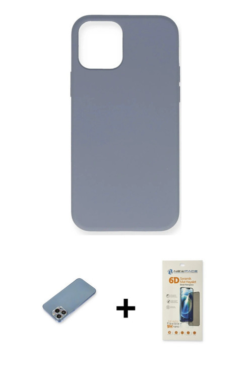 ieg™ iPhone 12 Pro Max Kılıf Ahenk Serisi - Siyah 6D Mat Seramik Hayalet Nano Ekran Koruyucu + Gökku