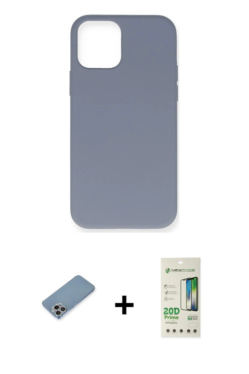 ieg™ iPhone 12 Pro Max Kılıf Ahenk Serisi - Siyah 20D Premium Cam Ekran Koruyucu + Gökkuşağı Shine K