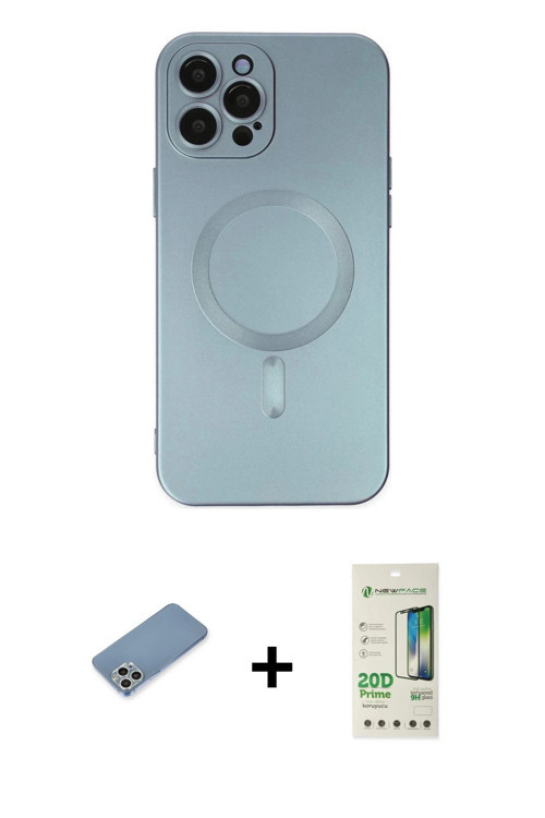 ieg™ iPhone 12 Pro Max Kılıf Akış Minimal Özel Seri - Siyah 20D Premium Cam Ekran Koruyucu + Gümüş S