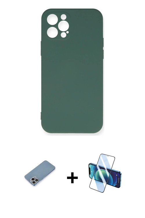 ieg™ iPhone 12 Pro Max Kılıf Ahenk Serisi - Siyah 3D Antistatik Seramik Nano Ekran Koruyucu + Gökkuş