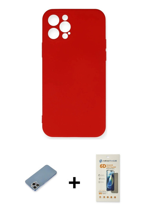 ieg™ iPhone 12 Pro Max Kılıf Ahenk Serisi - Siyah 6D Mat Seramik Hayalet Nano Ekran Koruyucu + Gökku