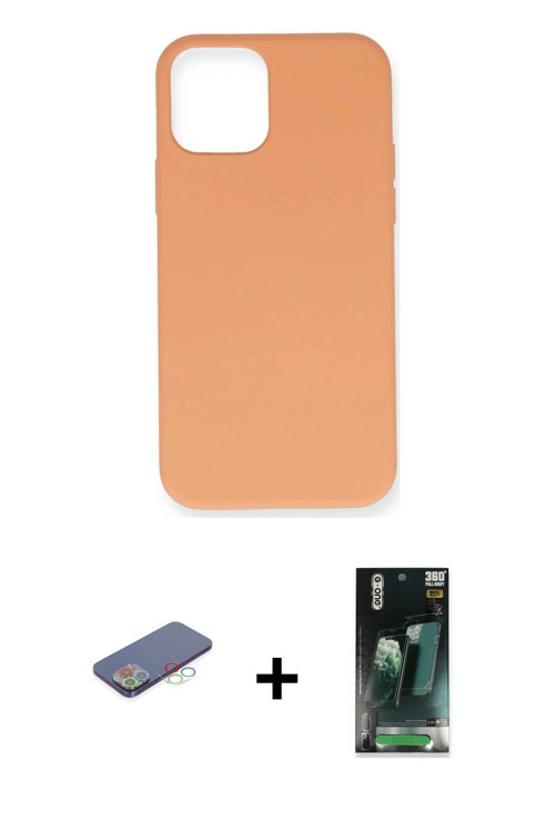 ieg™ iPhone 12 Pro Max Kılıf Ahenk Serisi - Şeffaf 360 Full Body Arka Koruyucu + Mavi Renkli Kamera