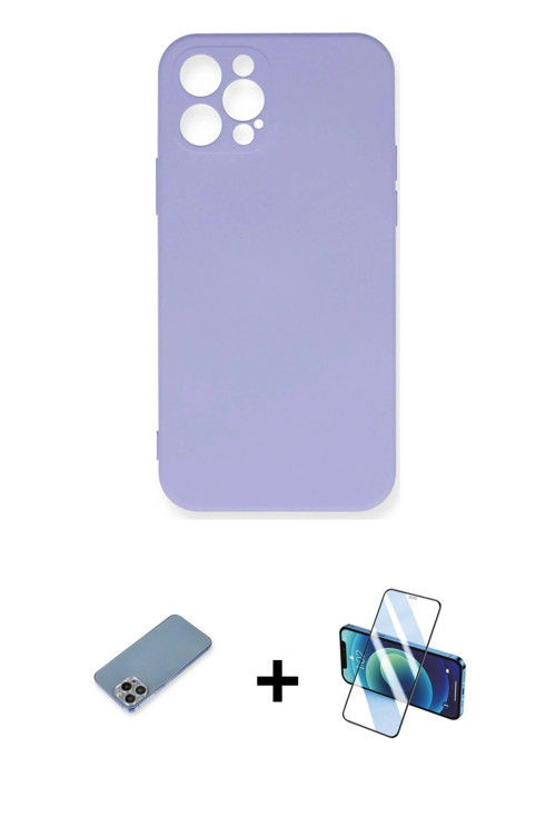 ieg™ iPhone 12 Pro Max Kılıf Ahenk Serisi - Siyah 3D Antistatik Seramik Nano Ekran Koruyucu + Gökkuş