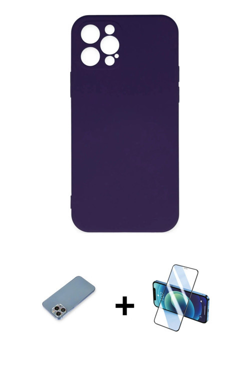 ieg™ iPhone 12 Pro Max Kılıf Ahenk Serisi - Siyah 3D Antistatik Seramik Nano Ekran Koruyucu + Gökkuş