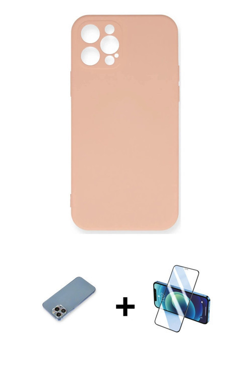 ieg™ iPhone 12 Pro Max Kılıf Ahenk Serisi - Siyah 3D Antistatik Seramik Nano Ekran Koruyucu + Gökkuş