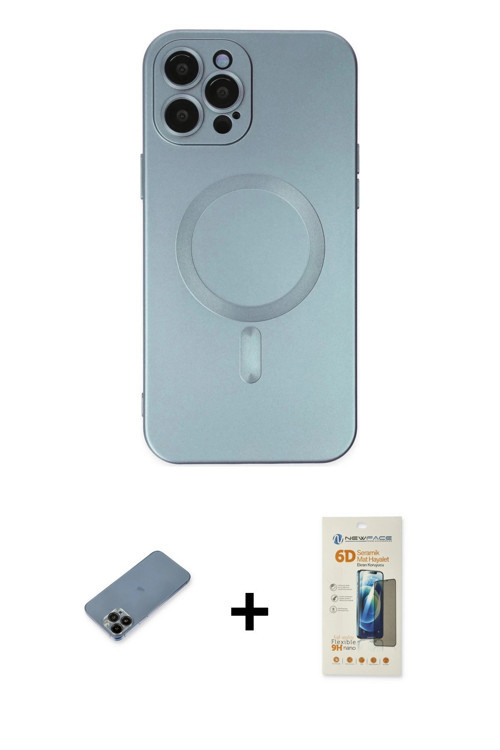 iPhone 12 Pro Max Kılıf Akış Minimal Özel Seri - Siyah 6D Mat Seramik Hayalet Nano Ekran Koruyu
