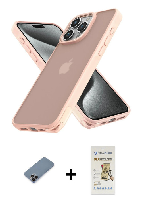 ieg™ iPhone 12 Pro Max Kılıf Atlas Form - Siyah Mat Seramik Nano Ekran Koruyucu + Siyah Metal Kamera