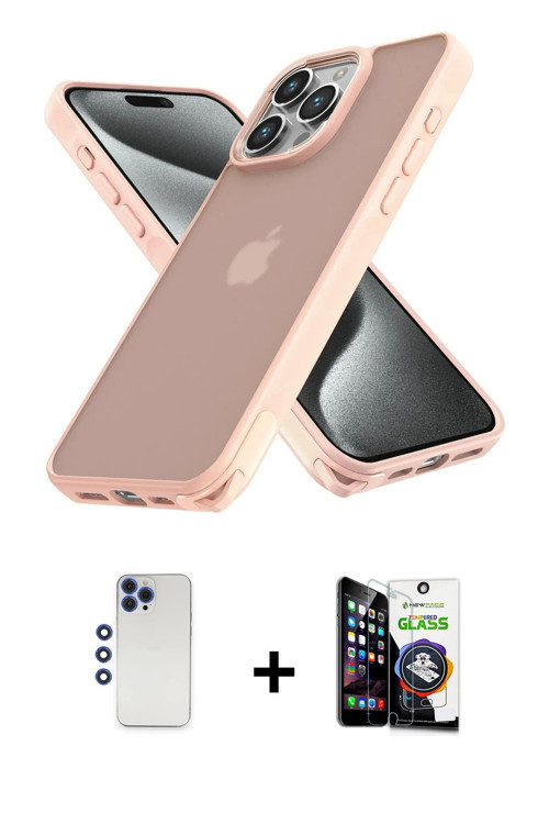 ieg™ iPhone 12 Pro Max Kılıf Atlas Form - Şeffaf Temperli Cam Ekran Koruyucu + Lacivert Shine Kamera