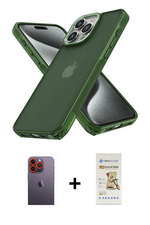 ieg™ iPhone 12 Pro Max Kılıf Atlas Form - Siyah Mat Seramik Nano Ekran Koruyucu + Turuncu Neon Fosfo