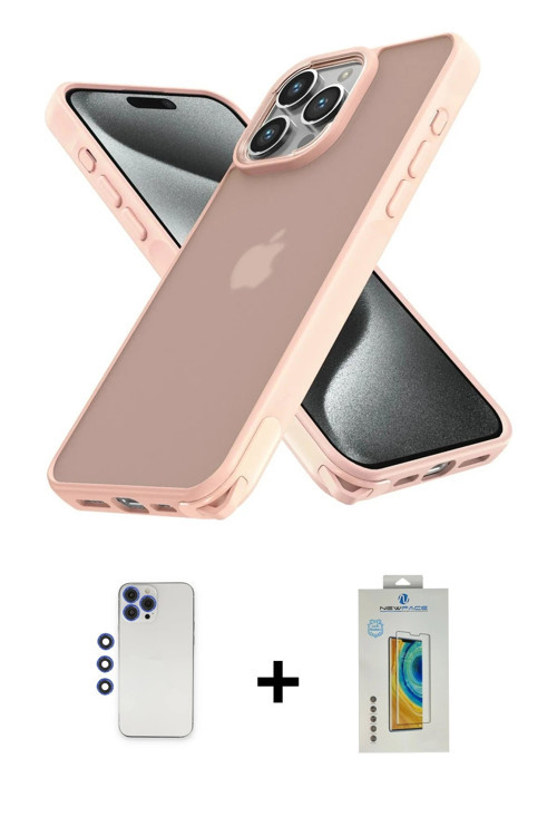 ieg™ iPhone 12 Pro Max Kılıf Atlas Form - Siyah Polymer Nano Ekran Koruyucu + Lacivert Shine Kamera