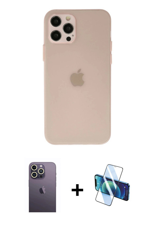 iPhone 12 Pro Max Kılıf Atlas Minimal Prime - Siyah 3D Antistatik Seramik Nano Ekran Koruyucu +