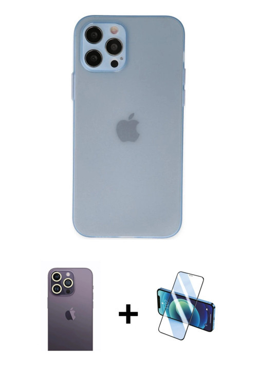 iPhone 12 Pro Max Kılıf Atlas Minimal Prime - Siyah 3D Antistatik Seramik Nano Ekran Koruyucu +