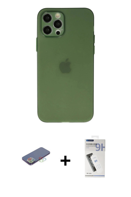 ieg™ iPhone 12 Pro Max Kılıf Atlas Minimal Prime - Şeffaf Uv Polymer Nano Ekran Koruyucu + Mavi Renk