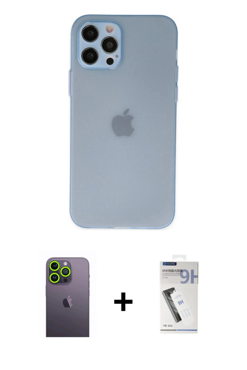 ieg™ iPhone 12 Pro Max Kılıf Atlas Minimal Prime - Şeffaf Uv Polymer Nano Ekran Koruyucu + Yeşil Neo