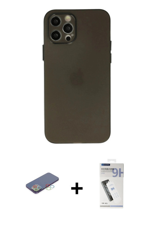 ieg™ iPhone 12 Pro Max Kılıf Atlas Minimal Prime - Şeffaf Uv Polymer Nano Ekran Koruyucu + Mavi Renk