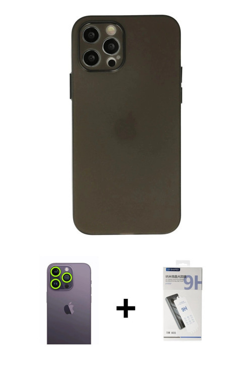 ieg™ iPhone 12 Pro Max Kılıf Atlas Minimal Prime - Şeffaf Uv Polymer Nano Ekran Koruyucu + Yeşil Neo