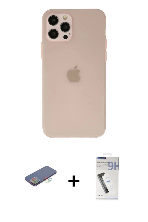 ieg™ iPhone 12 Pro Max Kılıf Atlas Minimal Prime - Şeffaf Uv Polymer Nano Ekran Koruyucu + Mavi Renk