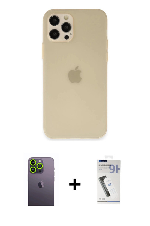 ieg™ iPhone 12 Pro Max Kılıf Atlas Minimal Prime - Şeffaf Uv Polymer Nano Ekran Koruyucu + Yeşil Neo