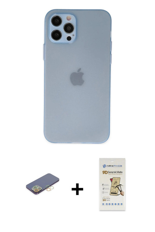ieg™ iPhone 12 Pro Max Kılıf Atlas Minimal Prime - Siyah Mat Seramik Nano Ekran Koruyucu + Sarı Renk