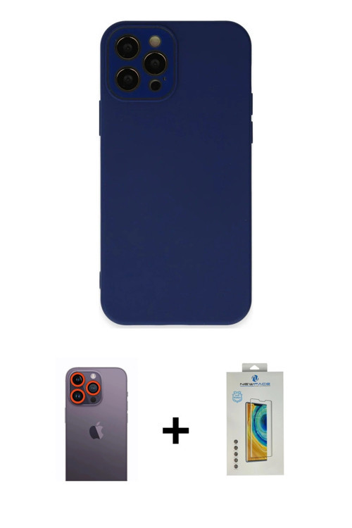 ieg™ iPhone 12 Pro Max Kılıf Çekirdek Modern Serisi - Siyah Polymer Nano Ekran Koruyucu + Turuncu Ne