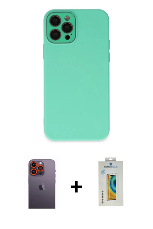 ieg™ iPhone 12 Pro Max Kılıf Çekirdek Modern Serisi - Siyah Polymer Nano Ekran Koruyucu + Turuncu Ne
